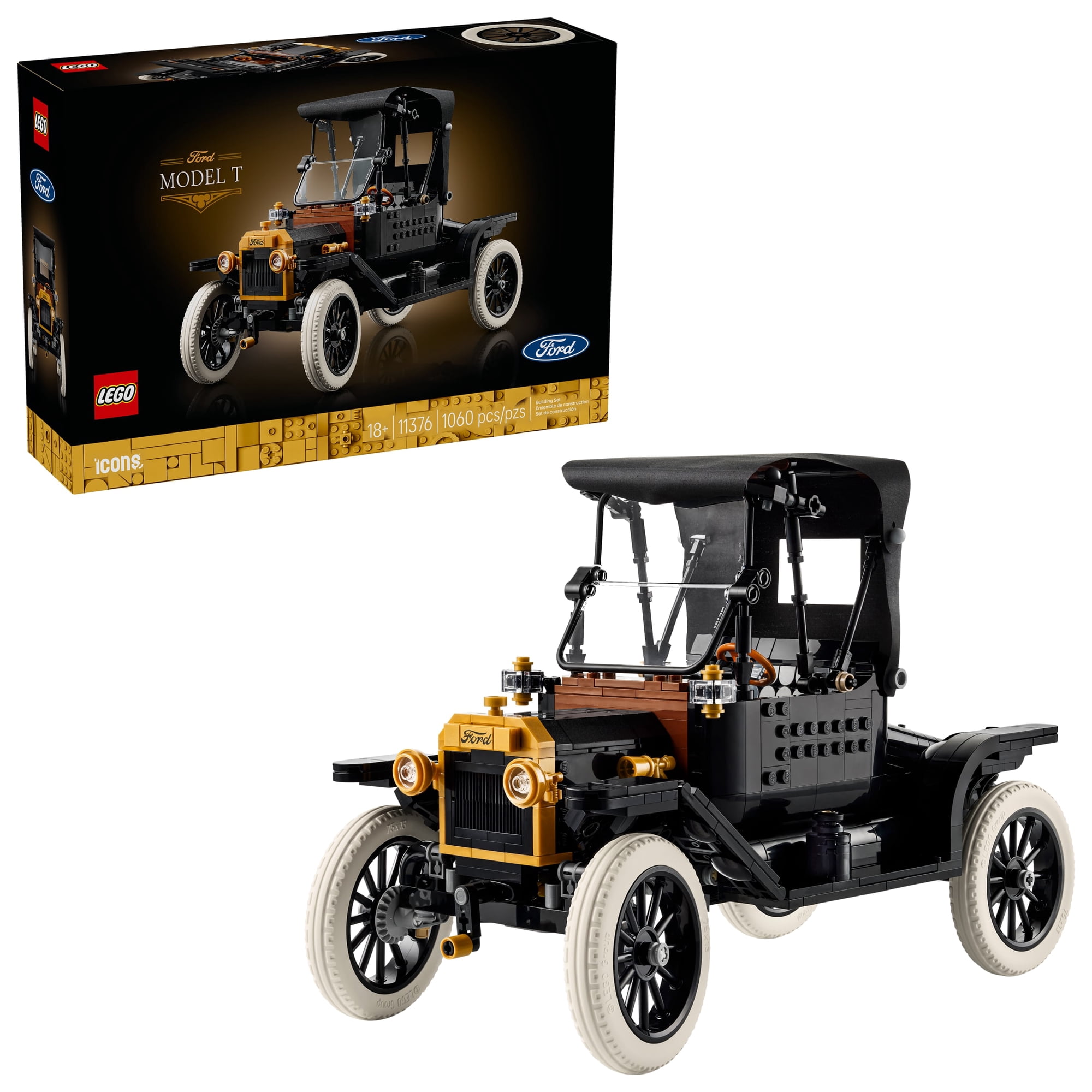 LEGO Icons Ford Model T Building Set for Adults - Collectible Kit with Detailed Features for Bedroom, Home Office, or Shelf Decor, Gift for Men, Women, & Car Fans Ages 18+ - 11376
