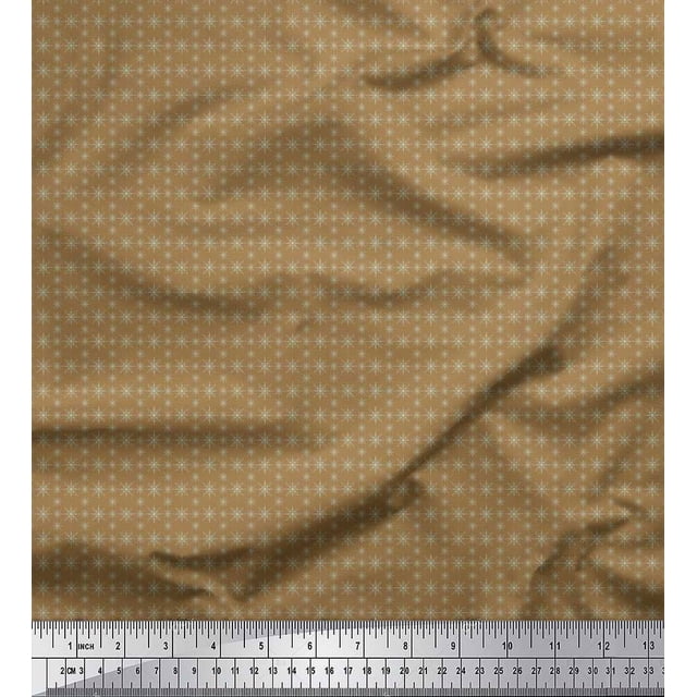 Soimoi Brown polyester Crepe Fabric Geometrical Star Geometric Decor Fabric Printed Yard 42 Inch Wide