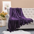 thumbnail image 5 of Home Soft Things Pompom Flannel Fleece Throw Burnt Orange 60'' x 80'', 5 of 5
