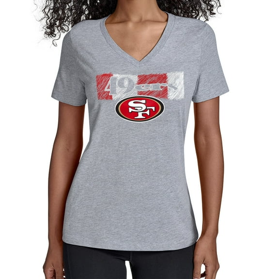 Women's Starter Gray San Francisco 49ers Color Shading V-Neck T-Shirt