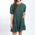 thumbnail image 2 of Elsie & Zoey Arissa XL Forest Shade Short Sleeve Crew Neck Tiered Panel Dress for Women, 2 of 6
