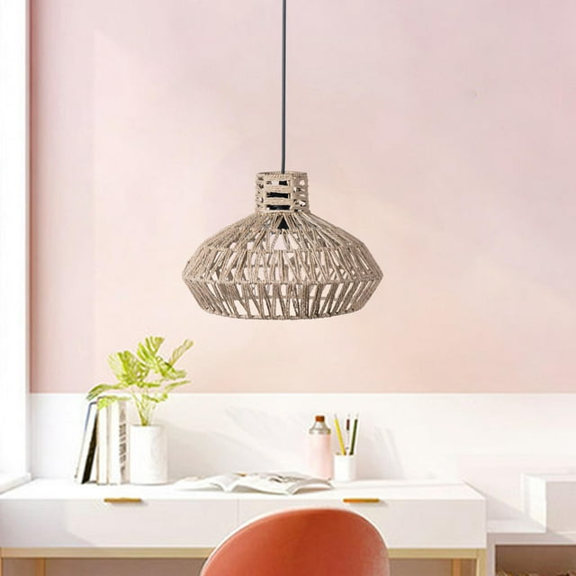 Cubierta de farol de techo, accesorio de luz de sombra, accesorios hechos a mano, pantalla de lámpara tejida de cuerda, pantalla de lámpara para Hotel amarillo