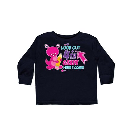 

Inktastic Look out 4th Grade Here I Come with Cute Pink Monster Gift Toddler Boy or Toddler Girl Long Sleeve T-Shirt