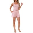 thumbnail image 2 of INSPIRE CHIC Women's Mother's Day Ruffle Trim Pajamas Set Ruffled Camisole Tank Top and Shorts Sleepwear 2 Pcs L Pink, 2 of 6