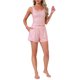 thumbnail image 2 of Pijama de mujer con volantes Inspire Chic, conjunto de top de tirantes con volantes y pantalones cortos, 2 piezas, XS, rosa, 2 of 6