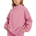 thumbnail image 2 of LUGOGNE Boys Girls Sweatshirt Mock Neck Pullover Sweatshirt Soft Fall Winter Casual Drop Shoulder Tops Kids Back to School Basic Outfits, 2 of 9