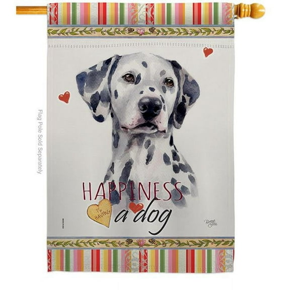 Breeze Decor H110172-BO 28 x 40 in. Dog Dalmatian Happiness Double-Sided Decorative Vertical House Flag