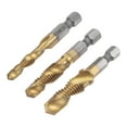 thumbnail image 1 of Unique Bargains M6 M8 M10 Titanium Coated High Speed Steel Combination Drill Tap Bit Set 3 Pack, 1 of 6