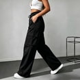 thumbnail image 5 of Jerdar Women's Barrel Leg Sweatpant Drawstring Elastic Waisted Wide Leg Pants Casual Cotton Palazzo Trousers with Pockets Office Work L, 5 of 8