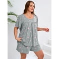 thumbnail image 5 of SHOWMALL Women's Plus Pajama Set 2 Piece Loungewear Short Sleeve Tops and Shorts Pink Stars 1X Soft Sleepwear with Pockets, 5 of 6