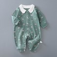 thumbnail image 2 of CAUYDY Infant Boy Bodysuit Preemie Long Sleeved Romper for Girl Newborn Cute Sleepers Fall Winter Baby Pajamas 3-6M 9-12M 18-24M Sizes 6-9 Months,Dark Green, 2 of 7