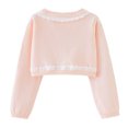 thumbnail image 5 of Annhoo Toddler Girls Cropped Cardigan Cute Lace Trim Long Sleeve Button Front Knitted Sweaters Children's Fall Clothes, 5 of 8