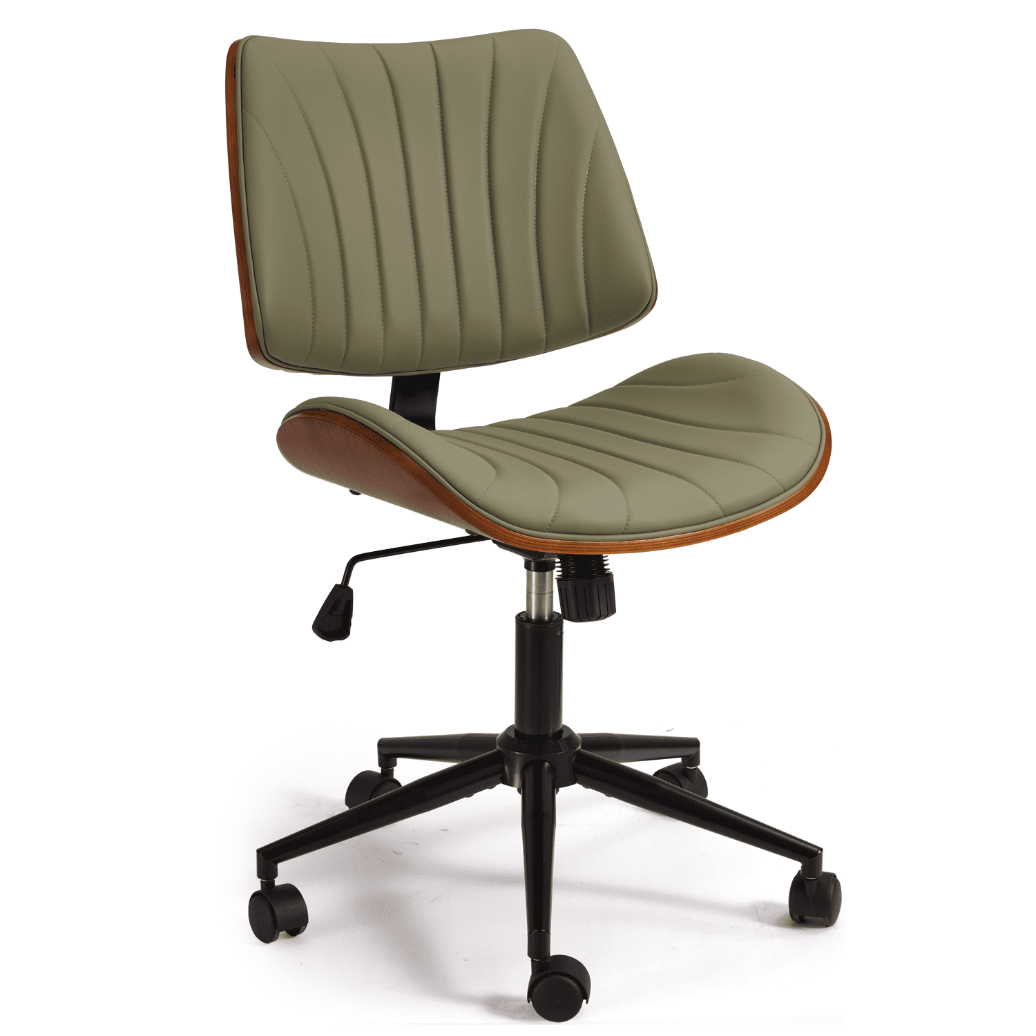 Erinnyees Wooden Office Desk Chair, Modern Armless Chairs, Armless, Adjustable Height, with Swivel Wheels for Small Spaces, Green