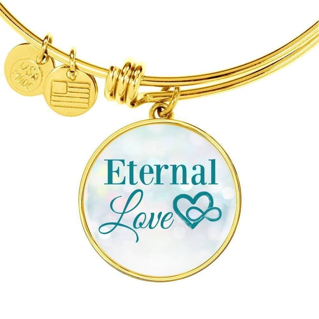 Eternal Love Stainless Steel or 18k Gold Circle Bangle Bracelet