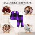 thumbnail image 5 of Goofa Purple Buffalo Plaid Printed Women’s 2 Piece Pajama Set Super,Pajamas Women's Long Sleeve Sleepwear Soft Button Down Loungewear Pjs Lounge Set Nightwear-Small, 5 of 9