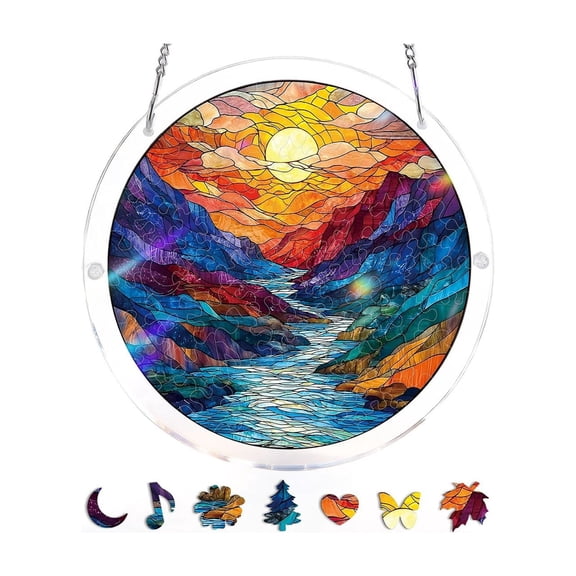 Luckky Acrylic Puzzles Suncatcher Window Hanging,83 Pieces Sun Catcher Stained Glass Acrylic Puzzles Decoration for Women Men Mom Birthday Gift Home Decor