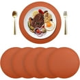 thumbnail image 3 of Plain Rust Solid Color Placemats Set of 4, Washable Round Placemats 15 Inch, Non-Slip Heat-Resistant Table Mats for Dining Kitchen Holiday Home Tables Home Decor, 3 of 7