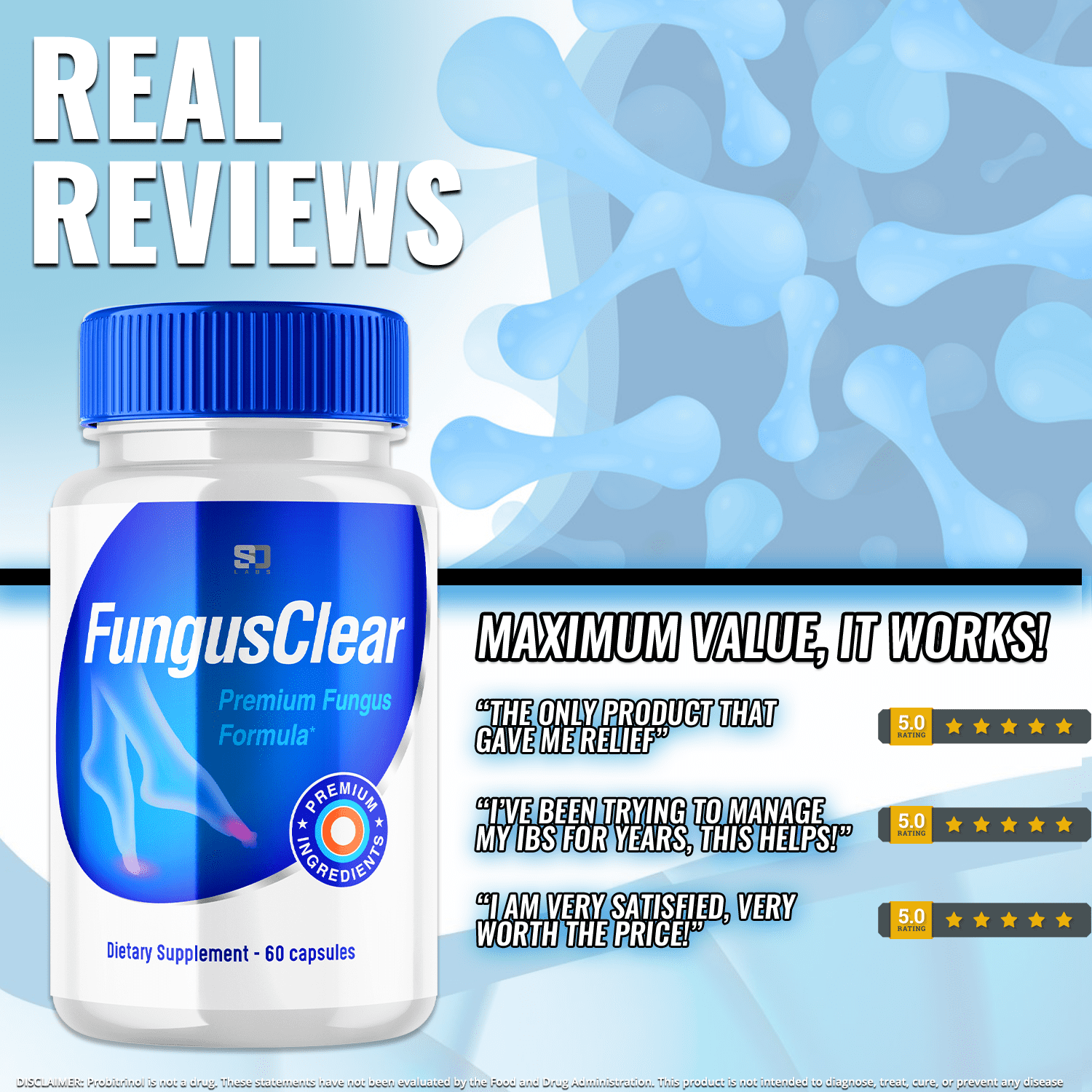 Fungus Clear - Probiotic Supplement - Supports Strong Healthy Natural Clear Toe and Finger Nails - Nail Treatment Plus Eliminates Fungus - 120 Capsules (2 Pack)