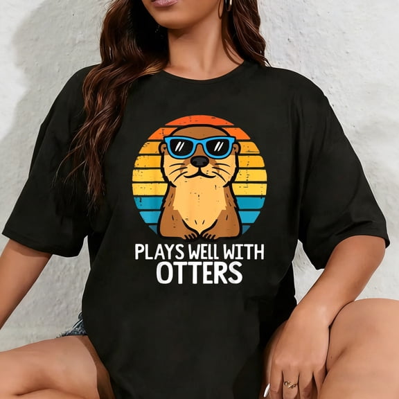 100% Cotton Unisex Plays Well with Otters T-Shirt
