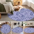 thumbnail image 5 of Round Rug 6Ft Washable Non-Slip, Purple Navy Blue Circle Area Rugs for Living Room Bedroom, Retro Botanical Abstract Art Indoor Floor Mats Carpet Runner for Home Decor Aesthetic, 5 of 8