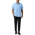 thumbnail image 2 of CAMISAS DE LINO PARA HOMBRES INSPIRE CHIC DE MANGA CORTA, CON BOTONES, CASUAL, VERANO, HAWAIANA, TAMAÑO 2XL, AZUL, 2 of 5