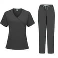 thumbnail image 5 of Black Scrubs For Woman Set,Scrubs Plus Size Women,Stretch V-Neck Scrub Top & Jogger Pant,Quick Dry Zipper Nursing Workwear with Pockets - Black - S, 5 of 5