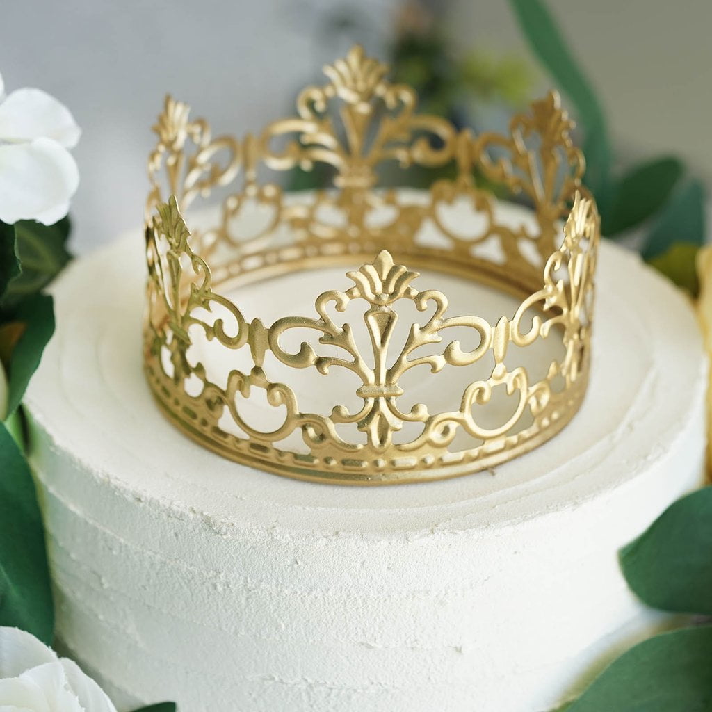 BalsaCircle Gold Metal Crown Cake Topper Princess Kids Birthday Wedding Party Decorations
