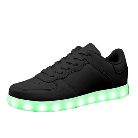 Daznico Women's LED Light Up Sneakers - Reflective Walking Shoes for Night Jogging & Outdoor (Non-Slip Comfort Sole),Color:Black,Size:7