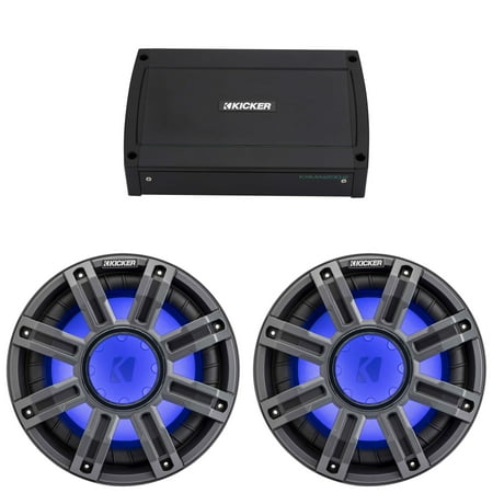 Kicker (2) 51MWE104 - MWE 10-Inch Premium Marine Subwoofer (Enclosure) 4-ohm & 48KXMA12002 Marine Amp Bundle