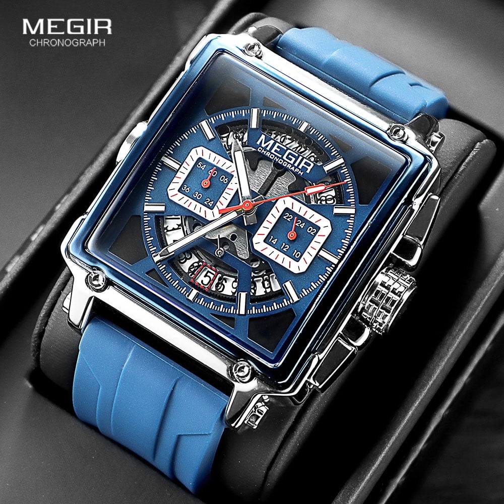 Square Dial Sport Quartz Watch Men Fashion Waterproof Luminous