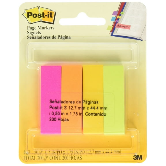 Post-it Page Marker 670-4-D, .5 in x 1.75 in (12,7 mm x 44,4 mm)