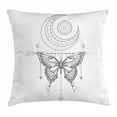 thumbnail image 1 of Half Moon Throw Pillow Cushion Cover, Mystic Dreamcatcher Inspired Butterfly Star Arrangement on Plain Background, Decorative Square Accent Pillow Case, 18" X 18", Dimgray White, by Ambesonne, 1 of 2