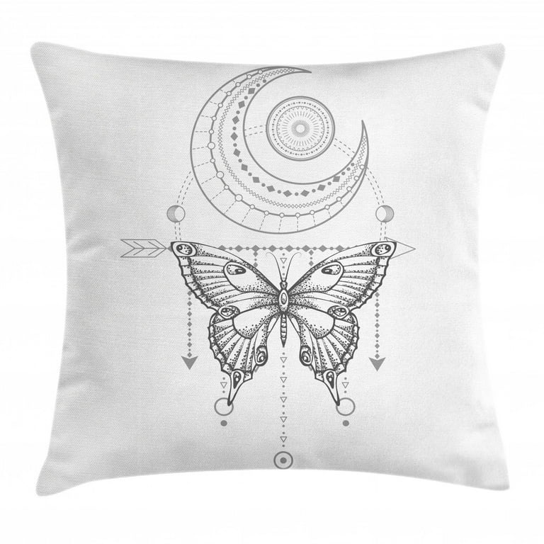 Half Moon Throw Pillow Cushion Cover, Mystic Dreamcatcher Inspired  Butterfly Star Arrangement on Plain Background, Decorative Square Accent Pillow  Case, 24 X 24, Dimgray White, by Ambesonne 