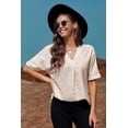 thumbnail image 5 of Spots Print Split V Neck Half Sleeve Blouse, 5 of 42