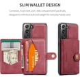 thumbnail image 2 of Case for Samsung Galaxy S21 FE,Detachable Magnetic Wallet Credit Card Slot Case Cover Support Wireless Charging for Samsung Galaxy S21 FE 5G (Red), 2 of 17