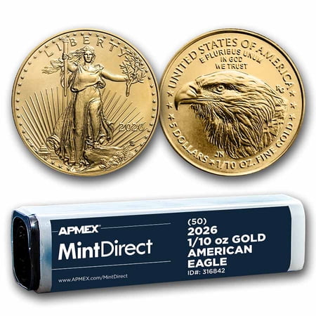 2026 1/10 oz American Gold Eagles (50-Coin MintDirect® Tube)