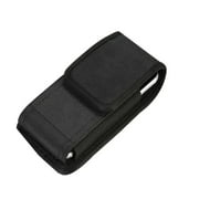 For Nokia C300 N155DL / Nokia G310 5G / Nokia G42 Nylon Canvas Fabric Waist Belt Holster Vertical Pouch Holds XL Phone Works with Thick Cases Universal Cover - Black