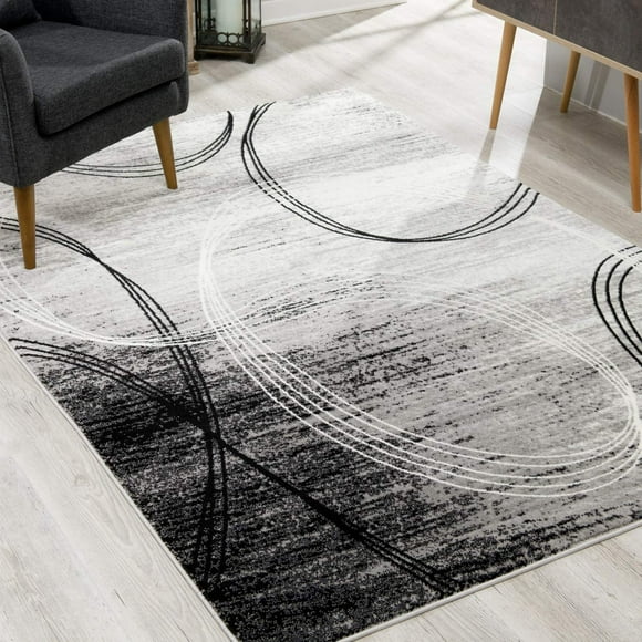 eRug Outlet Collection Montage Tapis Moderne Abstrait pour Aire (7x10 Pieds) - 6 Pieds6 Pouces x 9 Pieds4 Pouces, Gris