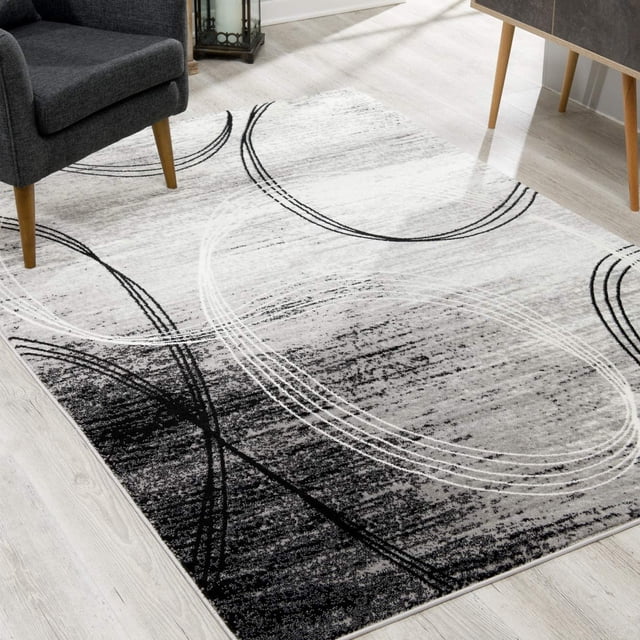 eRug Outlet Montage Collection Modern Abstract Area Rug Large (8x11 feet) - 7'9" x 10'9", Grey