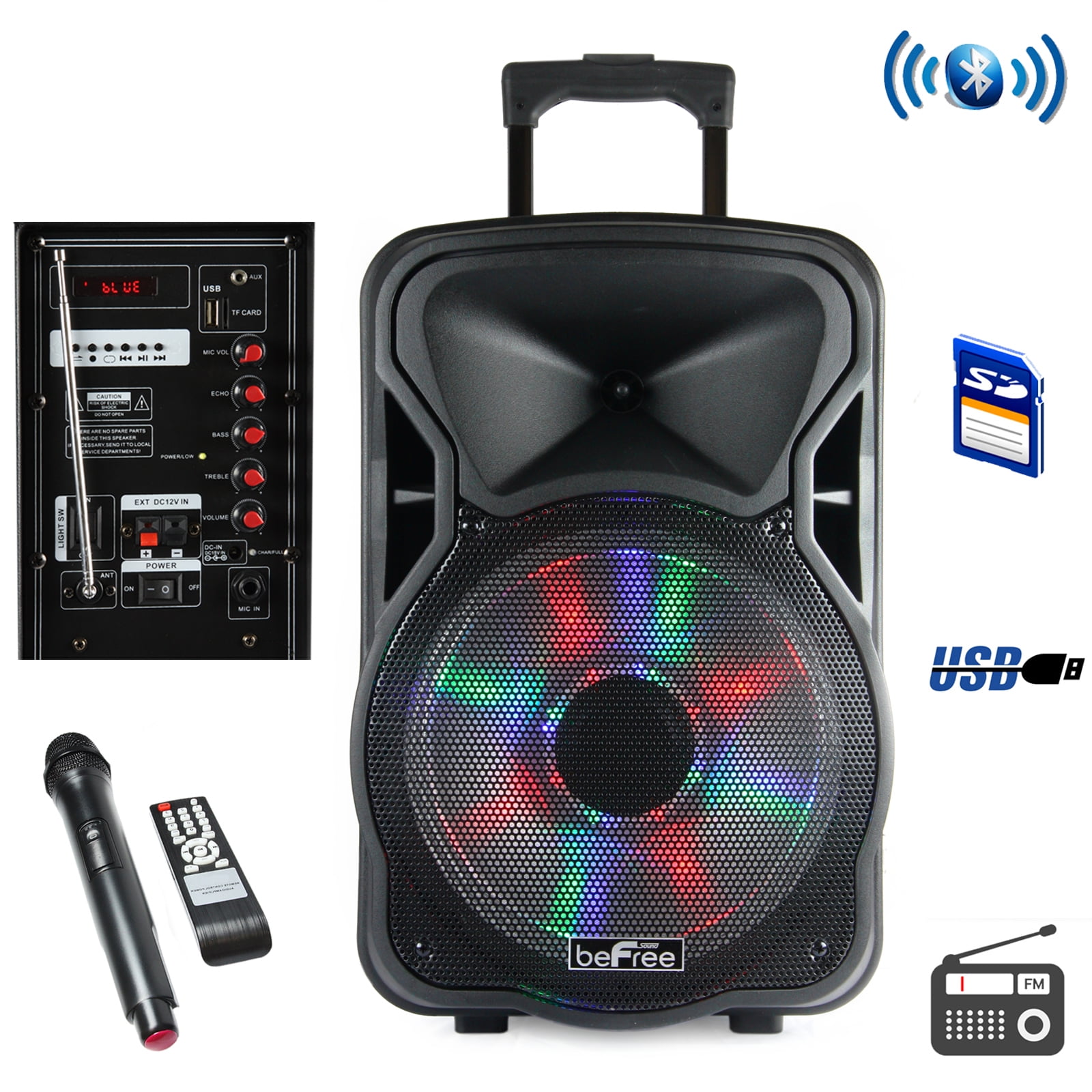 beFree Sound 15 Inch BT Rechargeable 