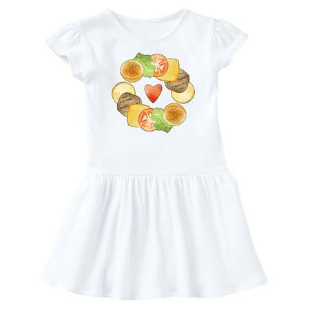

Inktastic I Love Burgers Summer Burger Fixings and Heart Gift Baby Girl Dress