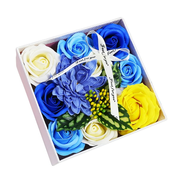 Jabón de tocador Irfora Flor de rosa de jabón con tarjeta de felicitación Flores artificiales perfumadas para siempre Flor de rosa de jabón en caja de regalo para mujeres Día de la madre San Irfora Jabón de tocador