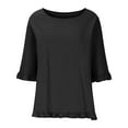 thumbnail image 5 of gakvbuo Plus Size Summer Tops For Women Tops Dressy Casual Tunic Tops To Wear With Leggings Women's Solid Color Short Sleeves Blouse Round Neck Ruffles Casual Tops, 5 of 9