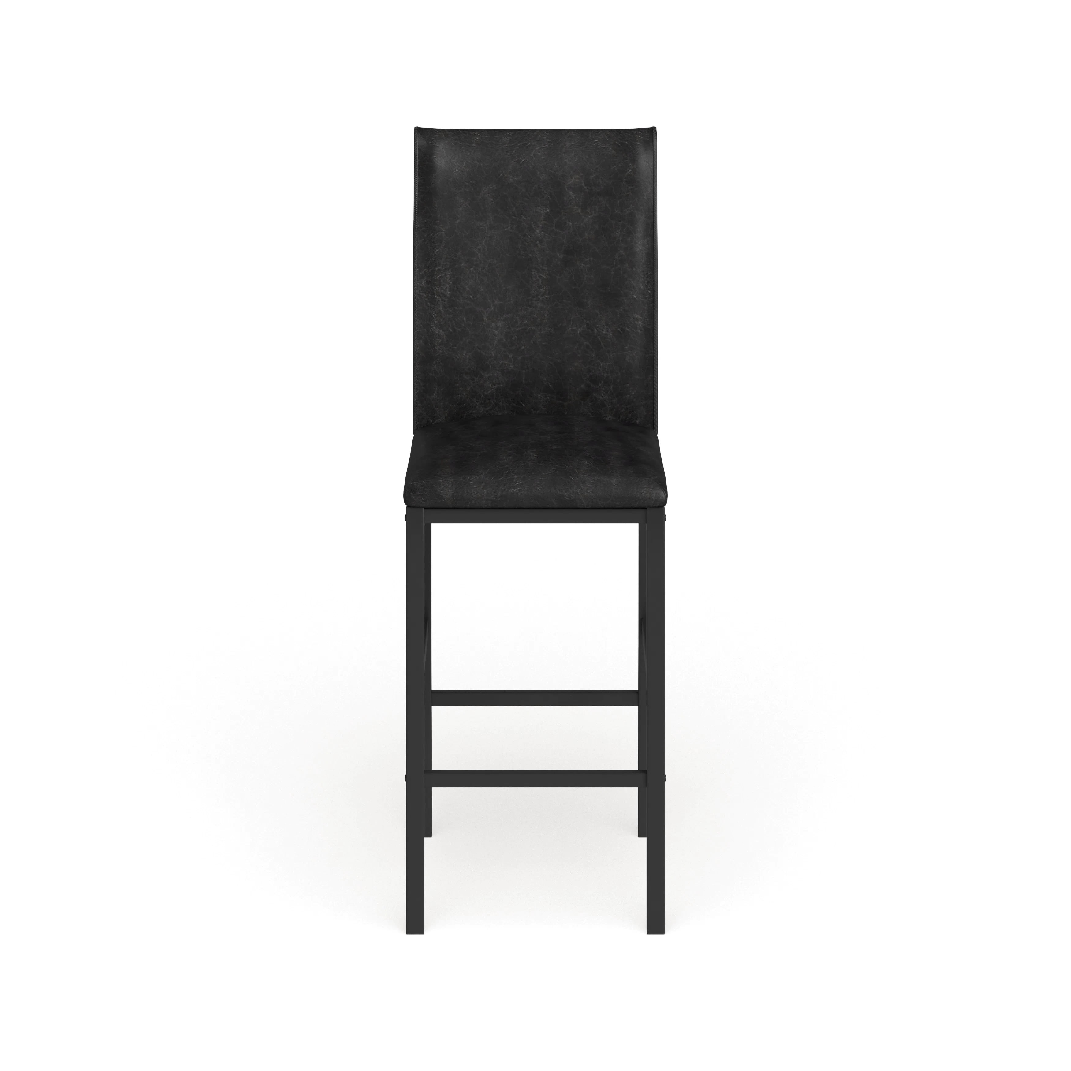 Weston Home Declan Faux Leather Metal Counter Height Chair, Dark Brown (Set of 4)