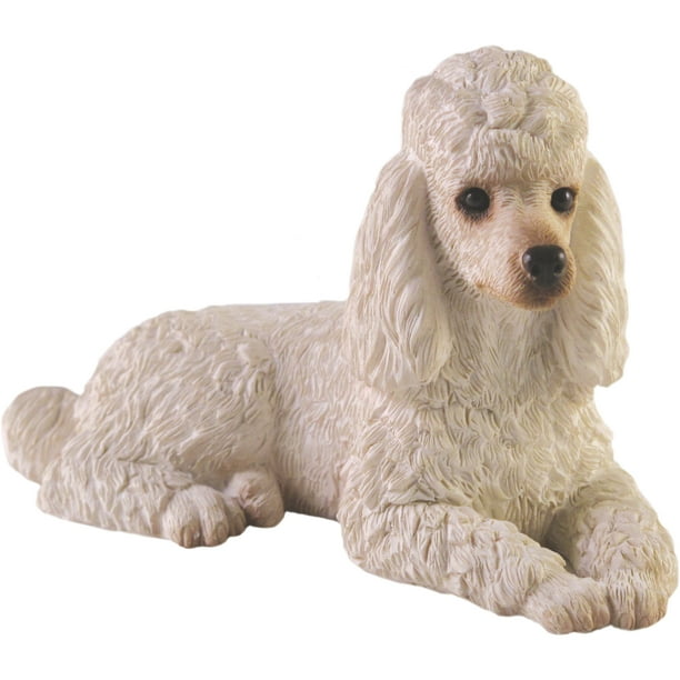 Sandicast "Small Size" Lying White Poodle Dog Sculpture