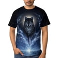 thumbnail image 4 of LAOLIUSN Men's 3D Wolf Graphic T-Shirt, All Over Print Animal Tee, Mystical Galaxy Wolf Short Sleeve Crew Neck Shirt, M, 4 of 7