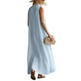 thumbnail image 5 of Uscallm Women's Collared Sleeveless Button Down Maxi Dresses Flowy Casual Long Boho Beach Vacation Sundresses, Light Blue S, 5 of 7