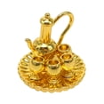 thumbnail image 4 of Raindrops 1Set Golden Alloy Tea Set Model with Circular Disc Shape for Children and Friends Desktop Decoration, 4 of 8