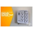 thumbnail image 3 of Woods 2-USB/6-Standard Outlet 2.4A/15A White Swivel Surge Tap 41424, 3 of 7