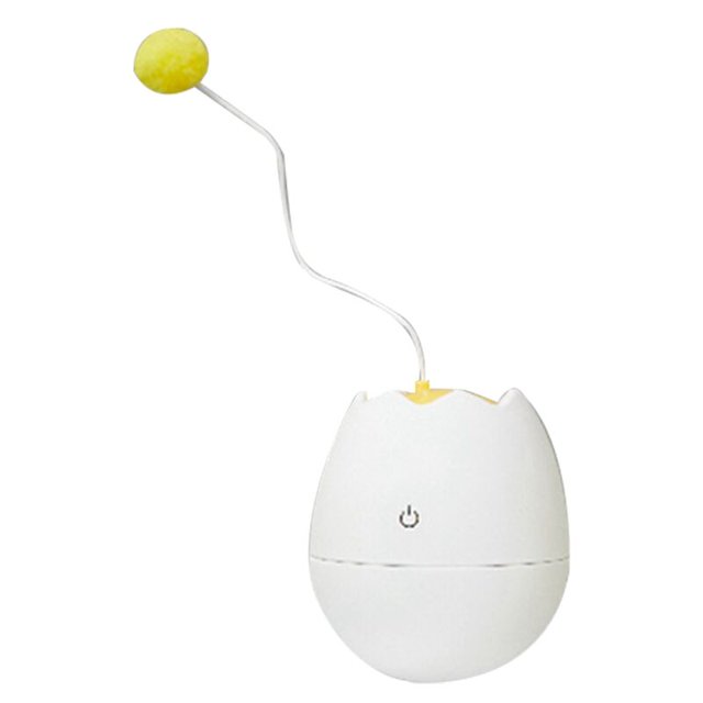 Cat Eggshell Swinging Ball Toy Funny Interactive Cat Stick Toy Automatically Play with -White